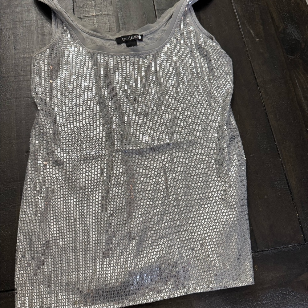 Silver Sequin Tank Top
